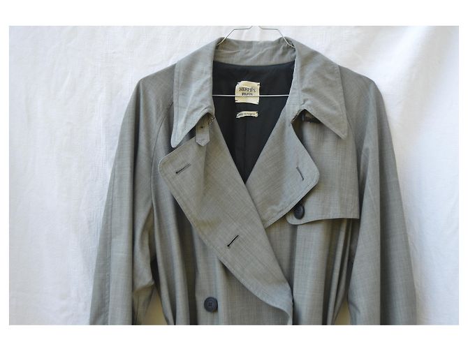 Hermès Trench in lana e seta Grigio - vista 3