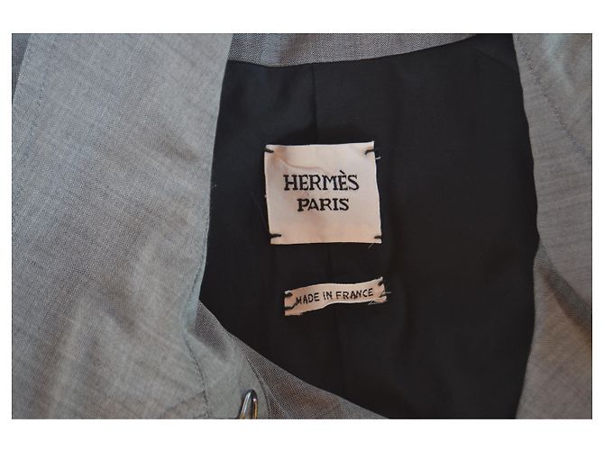 Hermès Trench in lana e seta Grigio - vista 6