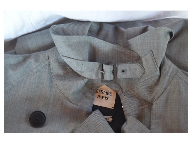 Hermès Trench in lana e seta Grigio - vista 7