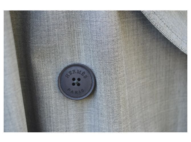 Hermès Trench in lana e seta Grigio - vista 8