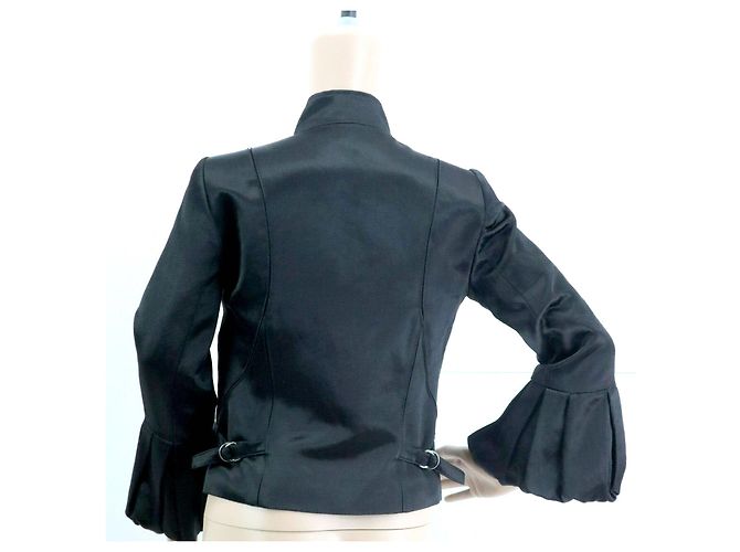 Barbara Bui Satinjacke mit Glockenärmeln Schwarz - Ansicht 2