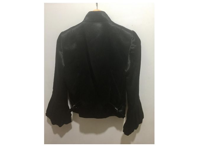 Barbara Bui Satinjacke mit Glockenärmeln Schwarz - Ansicht 7
