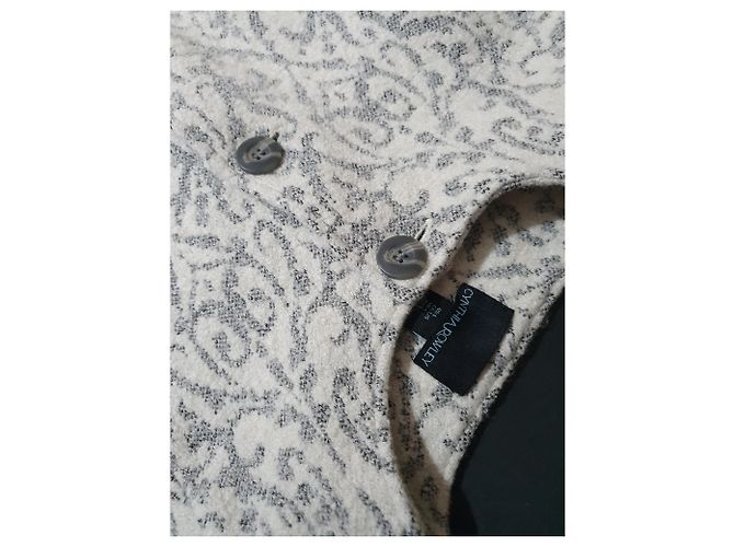 Cynthia Rowley Wool and Polyester Coat White Grey Size L - view 2