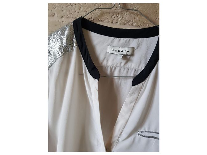 Sandro Silk Top Eggshell - view 3