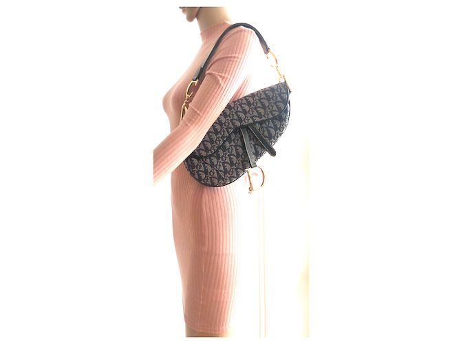 Saddle Sella Dior Canvas Oblique Blu - vista 10