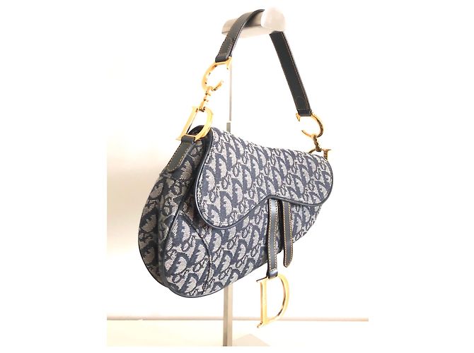 Saddle Sella Dior Canvas Oblique Blu - vista 2
