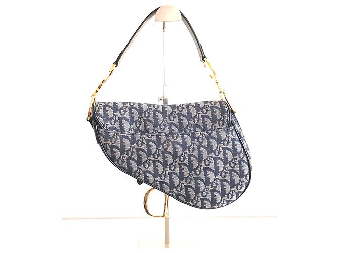 Saddle Sella Dior Canvas Oblique Blu - vista 3