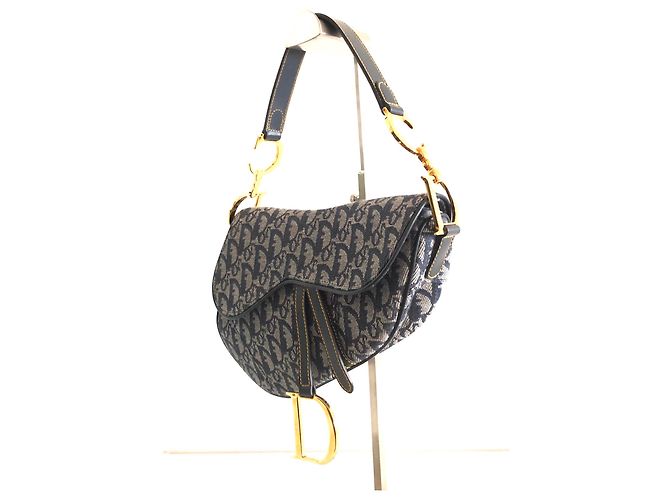 Saddle Sella Dior Canvas Oblique Blu - vista 4