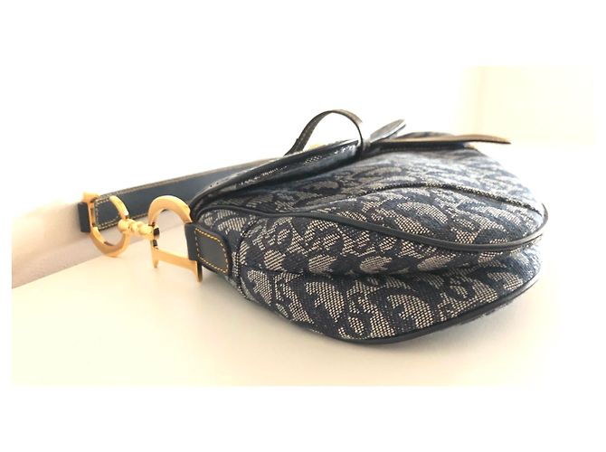 Saddle Sella Dior Canvas Oblique Blu - vista 6