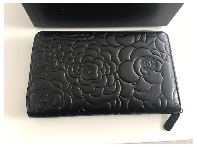 Billetera Chanel Camellia , cordero negro , neuf - vista 3