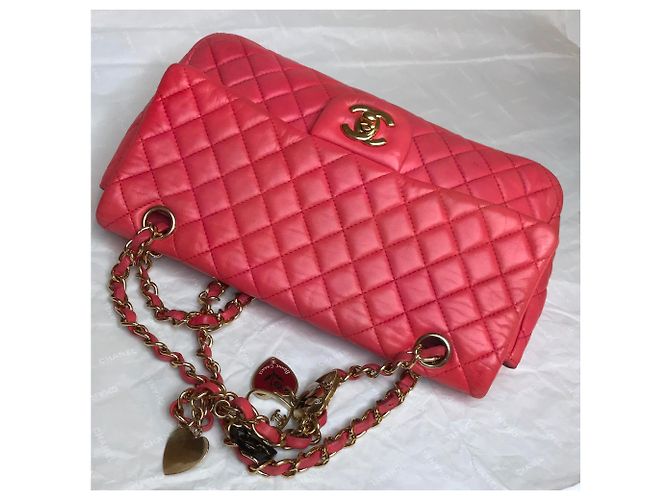 Timeless Chanel Borsa media con patta Valentine Rosa Fuschia - vista 13