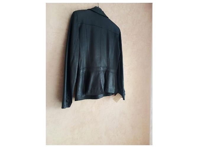 Autre Marque Schwarze Crossover-Lederjacke für Damen - Ansicht 2