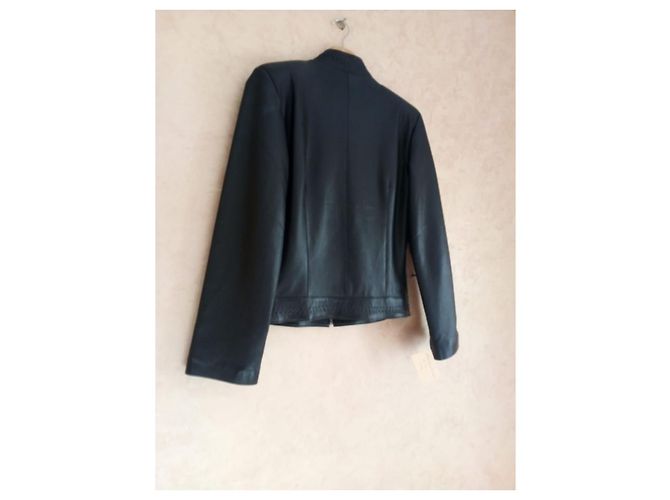 Autre Marque Schwarze Crossover-Lederjacke für Damen - Ansicht 3