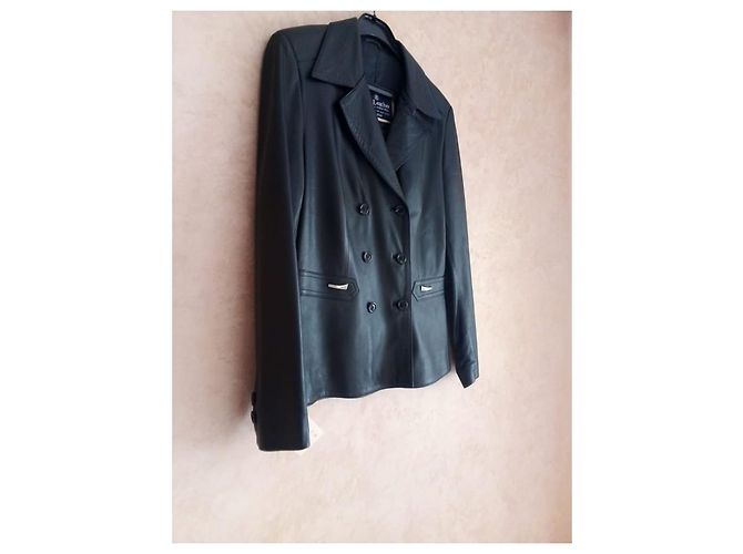 Autre Marque Schwarze Crossover-Lederjacke für Damen - Ansicht 4