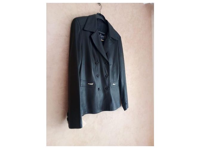 Autre Marque Schwarze Crossover-Lederjacke für Damen - Ansicht 5