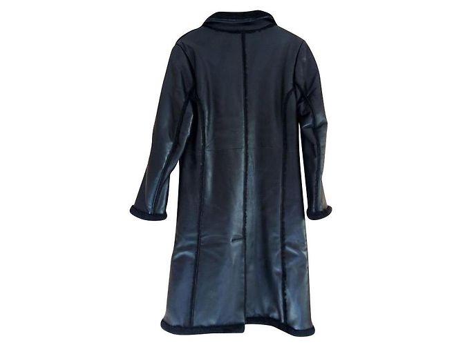 Autre Marque Abrigo negro de mujer en piel - vista 2