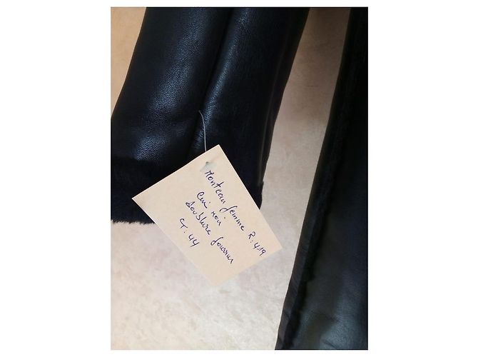 Autre Marque Abrigo negro de mujer en piel - vista 3