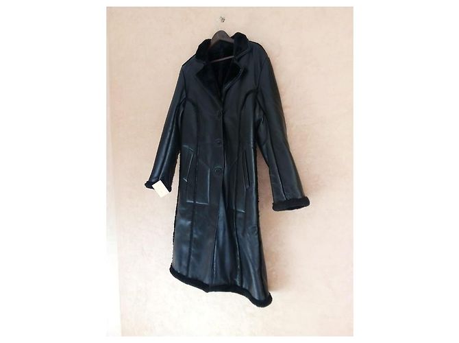 Autre Marque Abrigo negro de mujer en piel - vista 4