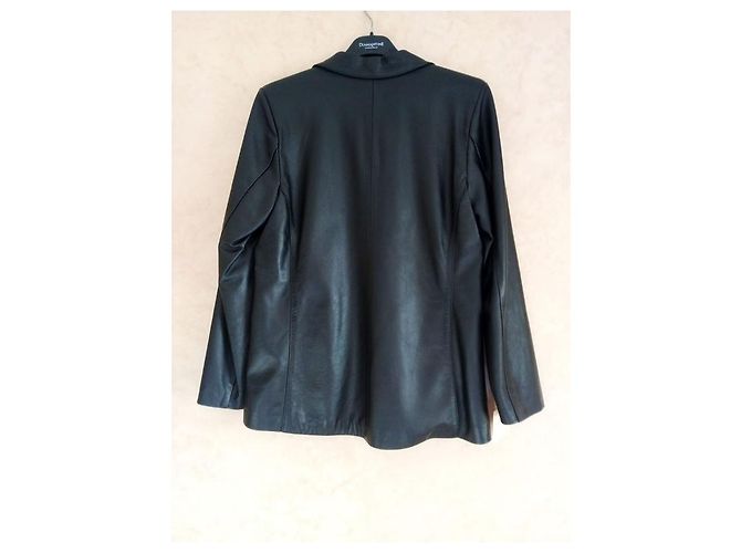 Autre Marque Schwarze Lederjacke 4 Tasten - Ansicht 5