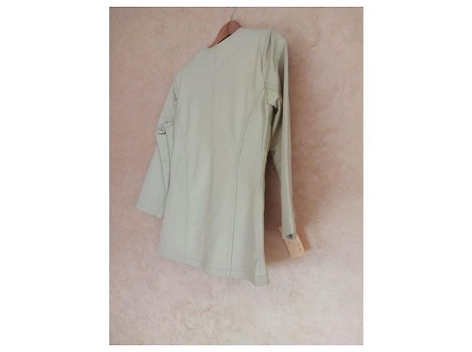 Autre Marque Chaqueta de cuero beige para mujer - vista 2