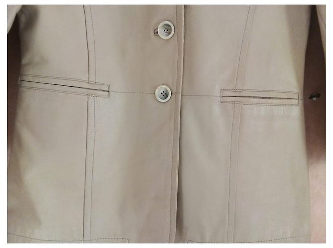 Autre Marque Chaqueta de cuero beige para mujer - vista 4