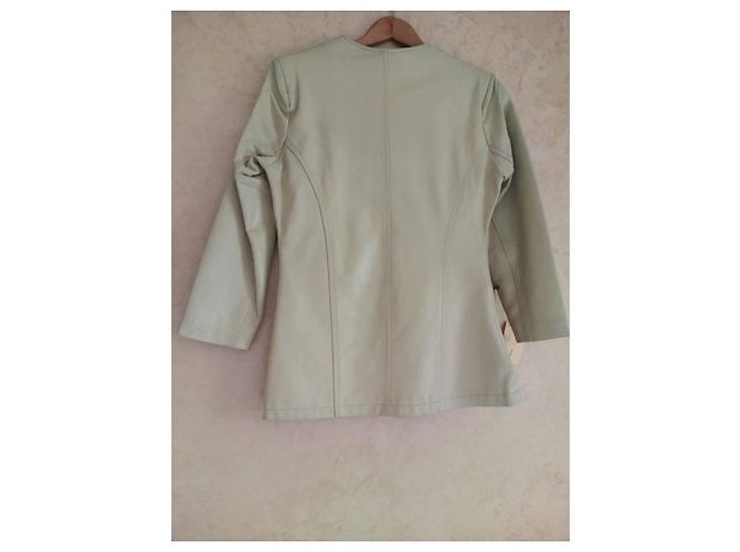 Autre Marque Chaqueta de cuero beige para mujer - vista 6