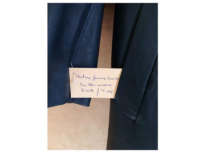 Autre Marque Abrigo de cuero azul marino - vista 4