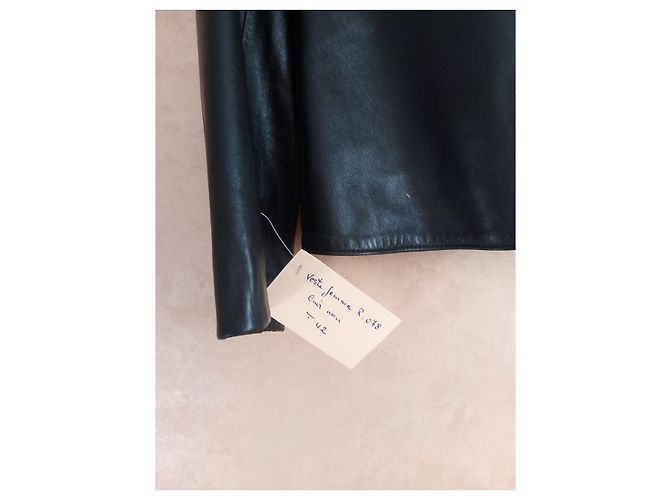 Autre Marque Abrigo de cuero negro para mujer - vista 3