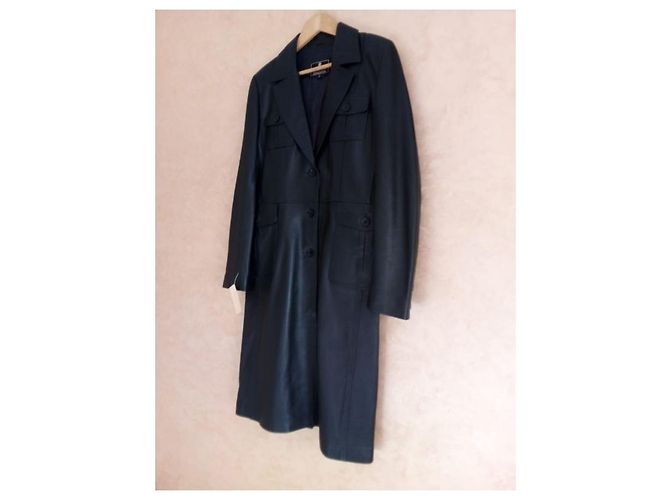 Autre Marque Abrigo de cuero negro para mujer - vista 5