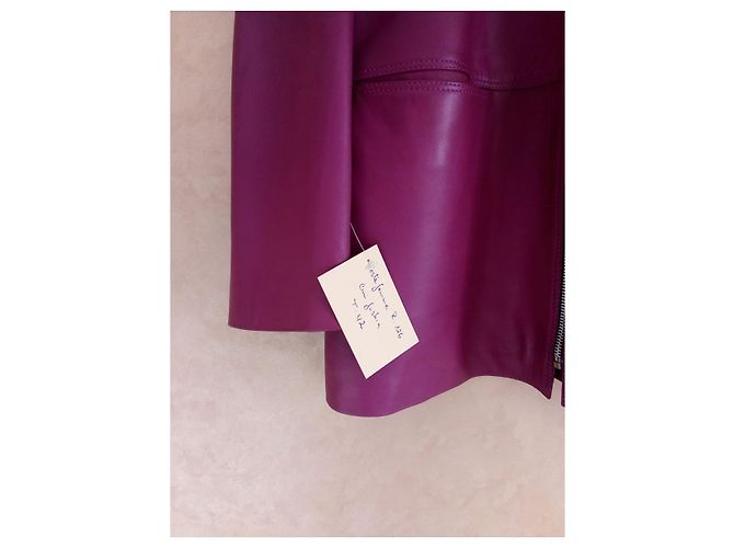 Autre Marque Giacca lunga in pelle viola da donna - vista 2