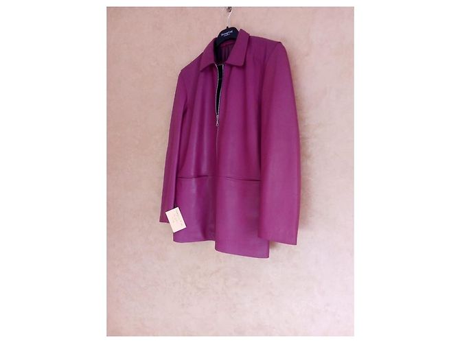 Autre Marque Giacca lunga in pelle viola da donna - vista 3