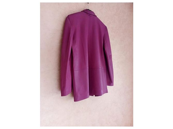 Autre Marque Giacca lunga in pelle viola da donna - vista 4
