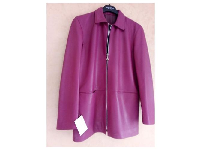 Autre Marque Giacca lunga in pelle viola da donna - vista 5