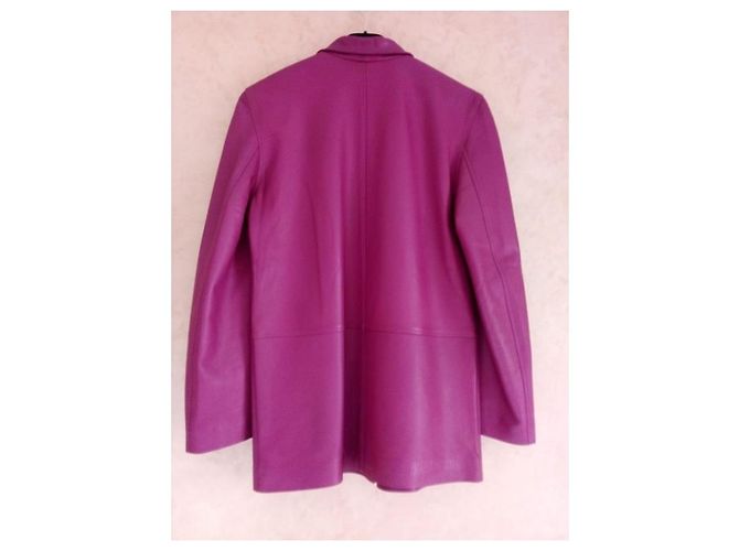 Autre Marque Giacca lunga in pelle viola da donna - vista 6
