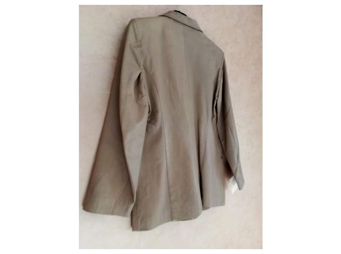 Autre Marque Giacca di pelle color talpa 4 pulsanti Beige Grigio - vista 2