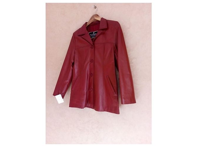 Autre Marque Rote Lederjacke 4 Tasten - Ansicht 6