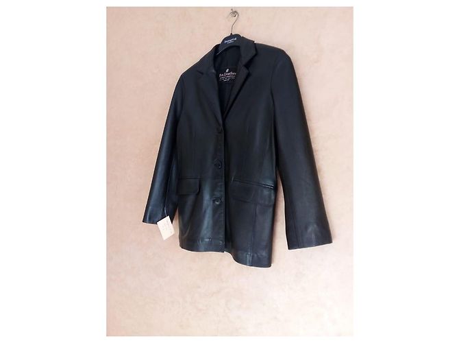 Autre Marque Schwarze Lederjacke 3 Tasten - Ansicht 4