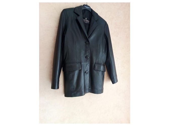 Autre Marque Schwarze Lederjacke 3 Tasten - Ansicht 5