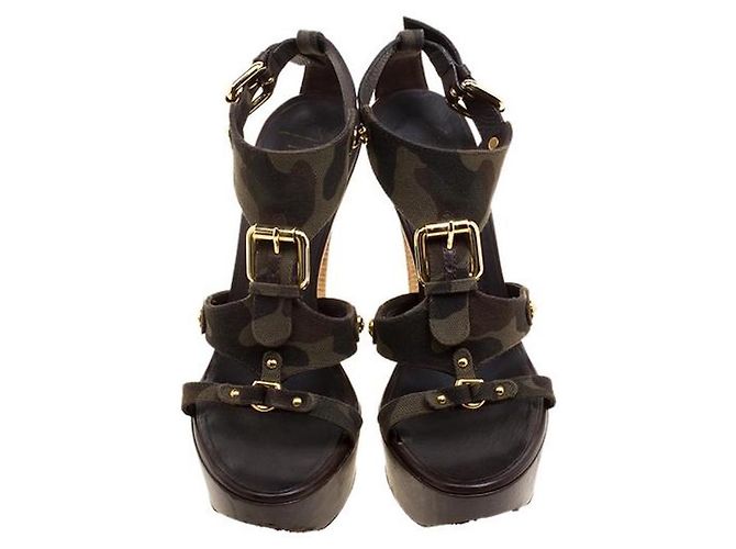 Giuseppe Zanotti Sandali con plateau mimetico Marrone Multicolore Cachi - vista 4