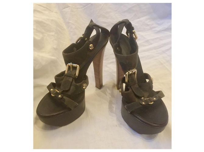 Giuseppe Zanotti Sandali con plateau mimetico Marrone Multicolore Cachi - vista 6
