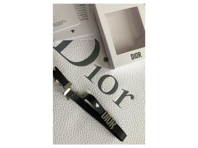 Bracciale Dior Bee in pelle nera e argento Nero - vista 2