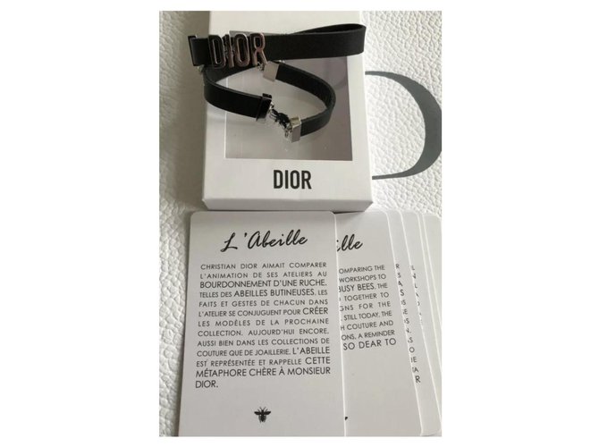 Bracciale Dior Bee in pelle nera e argento Nero - vista 4