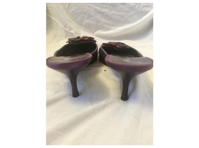 Mule Giuseppe Zanotti in Raso di Seta e Fiori in Pelle Viola Multicolore Porpora - vista 4
