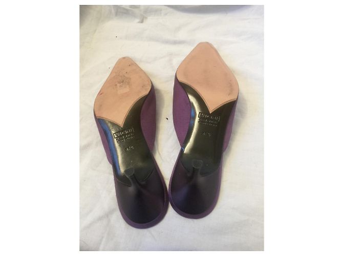 Mule Giuseppe Zanotti in Raso di Seta e Fiori in Pelle Viola Multicolore Porpora - vista 6