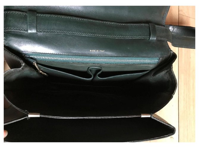 Sac à Main Cuir Vert Foncé Vintage Calvi Millau - Fabriqué En France, Anse Cuir