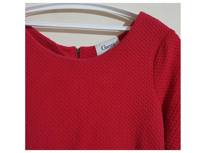 Vestido rojo Ganni de algodón Roja - vista 3