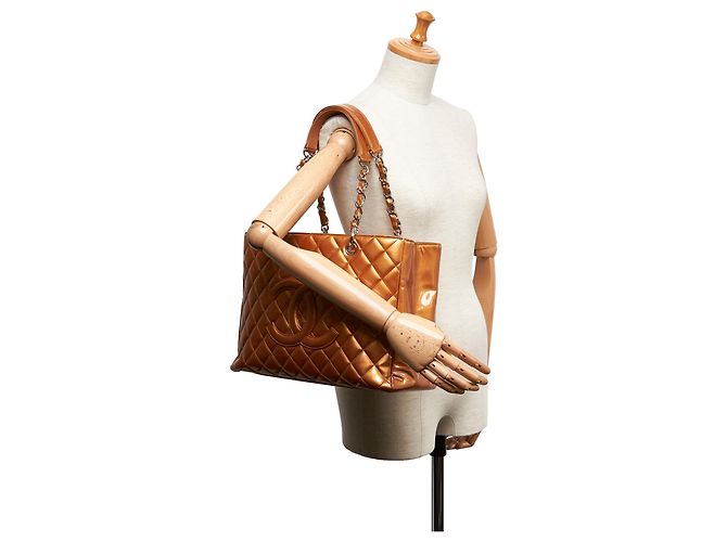 Chanel Brown Lackleder Grand Einkaufstasche Braun Hellbraun - Ansicht 9