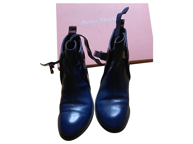 Botines Acne Studios de piel azul oscuro - vista 2