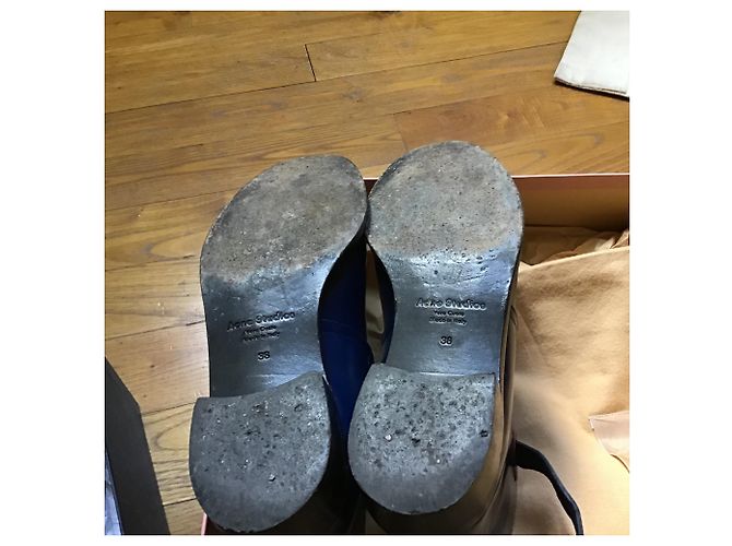Botines Acne Studios de piel azul oscuro - vista 3