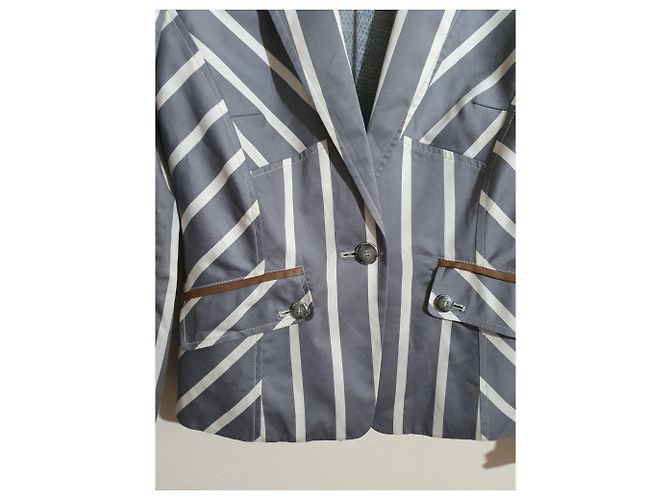 Autre Marque Sportalm Blazer Weiß Bunt Grau Baumwolle Elastan Größe L Mehrfarben - Ansicht 4